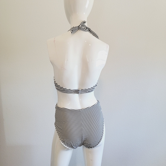 H&M Retro Bombshell High Waist Halter Neck Two Piece Bikini Sz 36C/12 - Picture 5 of 12